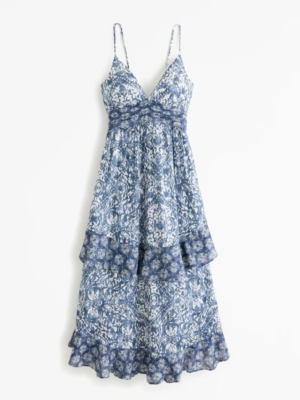Abercrombie & Fitch Blue Tiered Pattern Maxi Dress - Size L